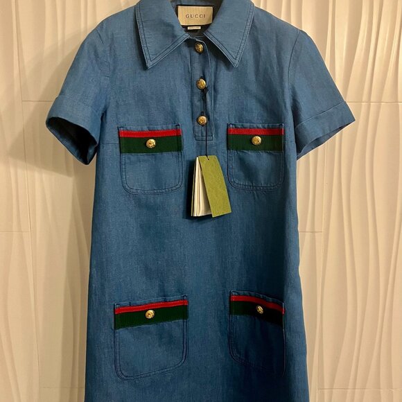 Gucci Denim Dress NWT Size 38 - Picture 5 of 6